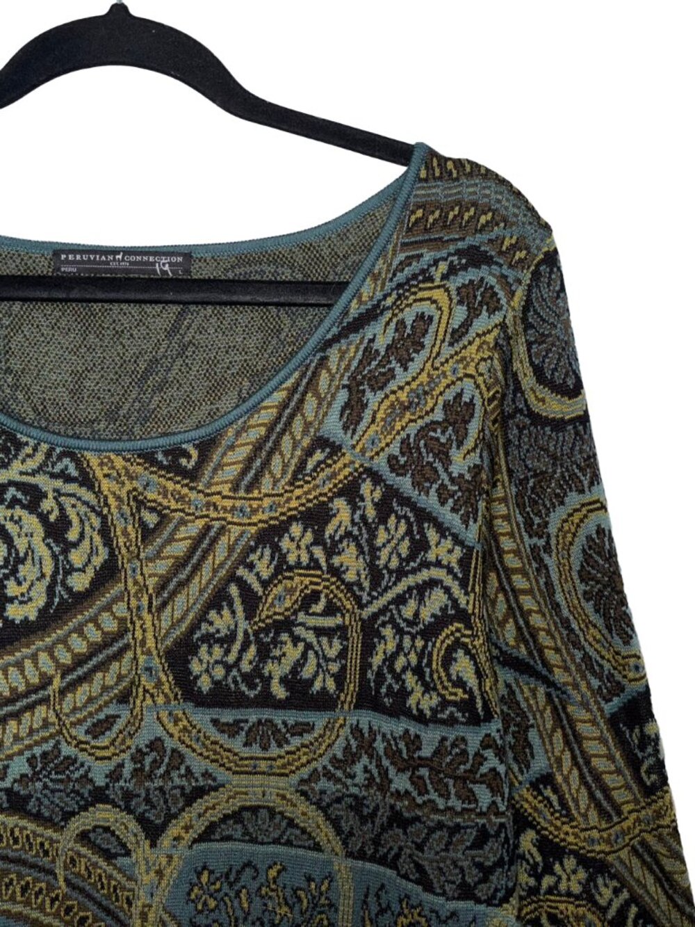 Peruvian Connection 100% Pima Cotton Paisley Knit Dress - Size L